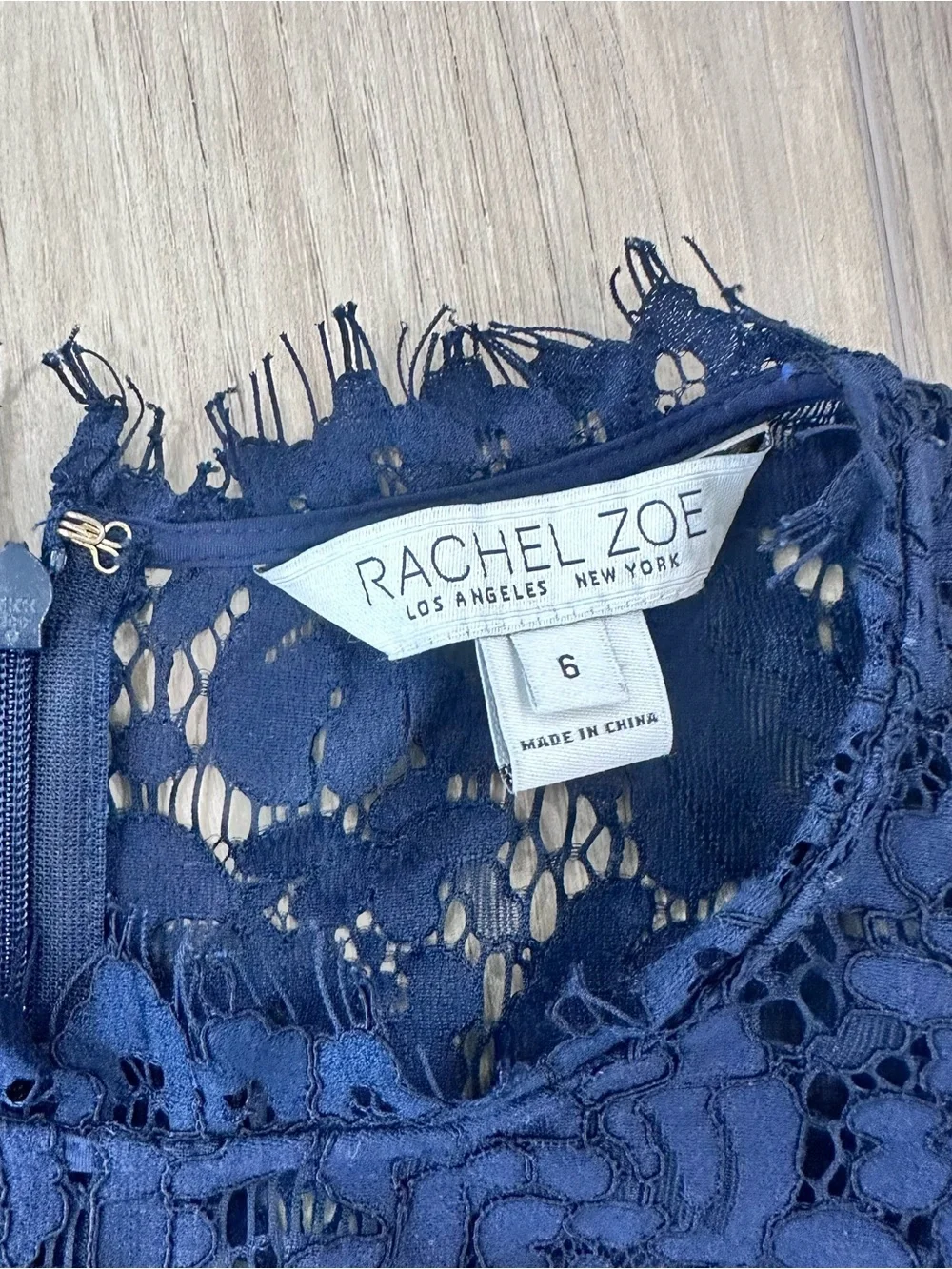 Rachel Zoe Suzette lace sheath knee length dress navy blue size 6